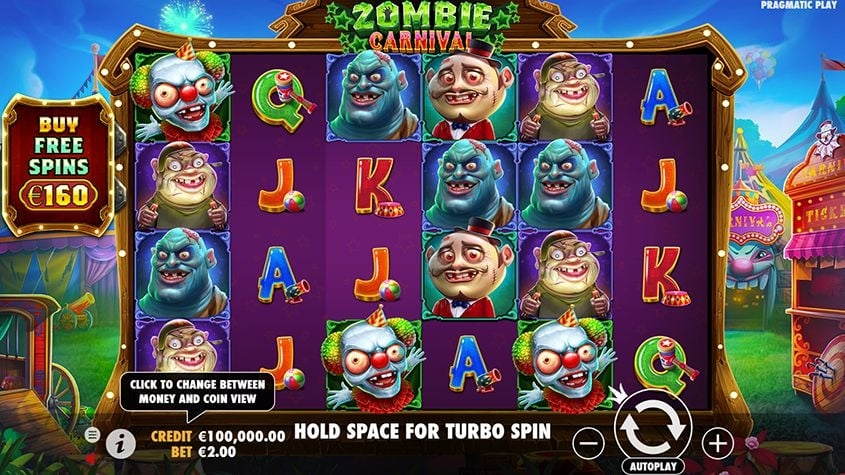 Zombie Carnival, slot temático ,zumbi BGaming, carnaval e zumbis